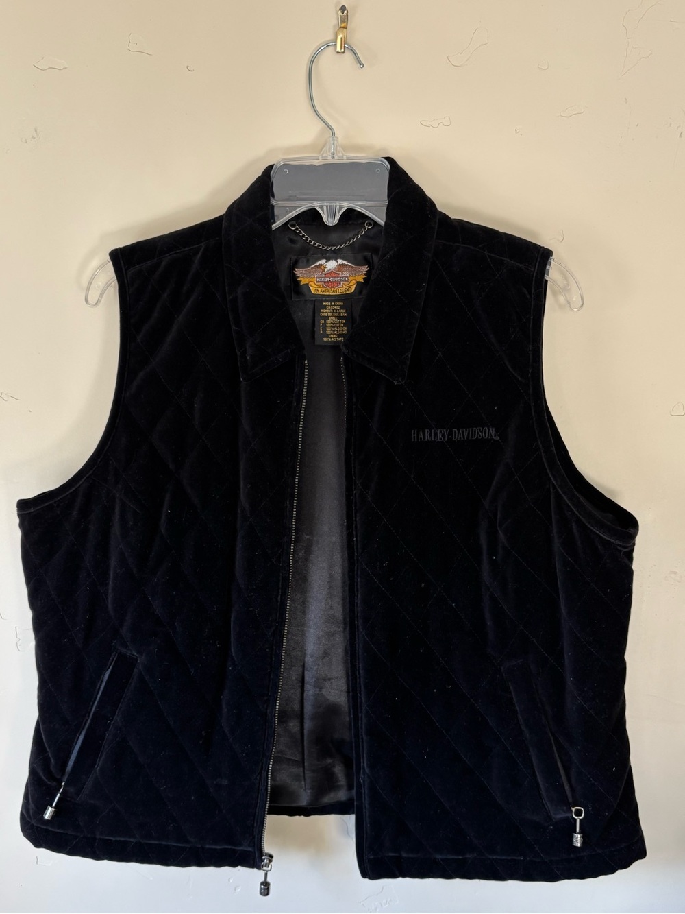 Harley-Davidson Black Quilted Velvet Vest